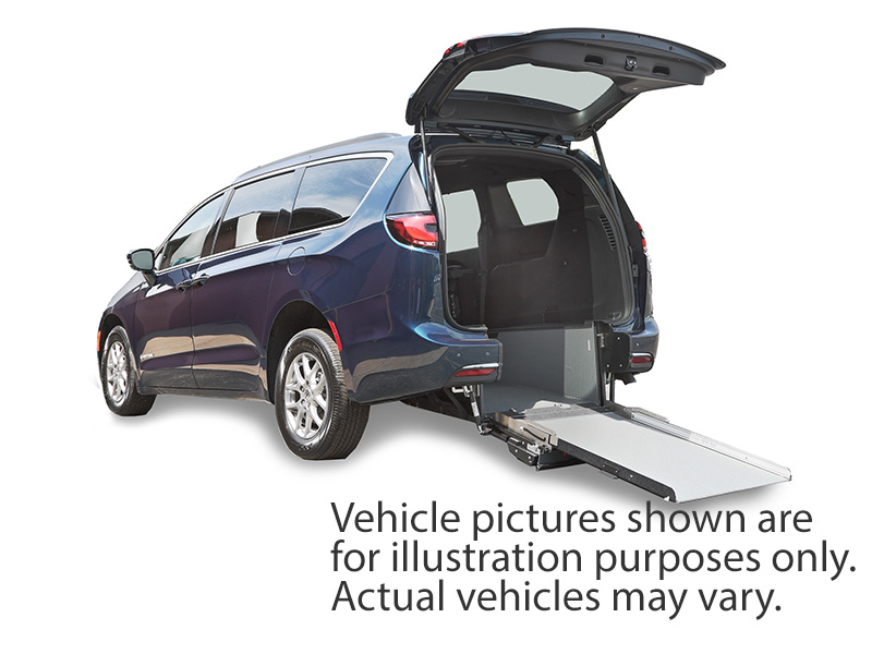 Silver Chrysler Pacifica with Rear Entry Manual Fold Out ramp