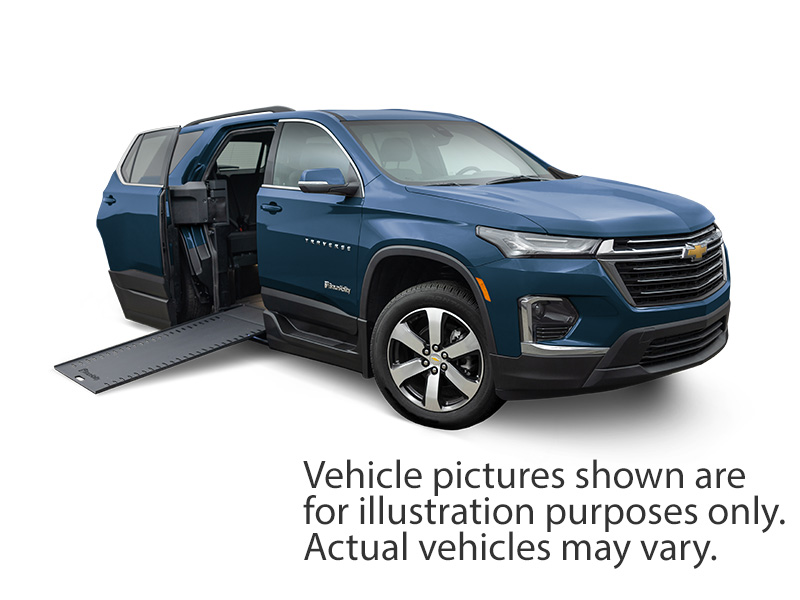 Silver Chevrolet Traverse with Side Entry Automatic In Floor ramp